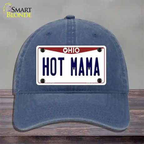 Hot Mama Ohio Novelty License Plate Hat Unconstructed Cotton / Navy