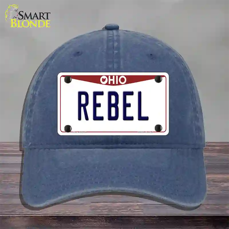 Rebel Ohio Novelty License Plate Hat Unconstructed Cotton / Navy