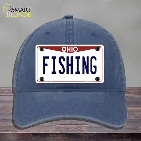 Fishing Ohio Novelty License Plate Hat Unconstructed Cotton / Navy