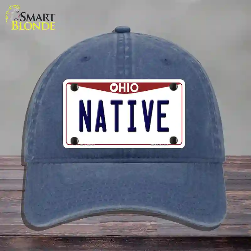 Native Ohio Novelty License Plate Hat Unconstructed Cotton / Navy