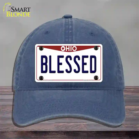 Blessed Ohio Novelty License Plate Hat Unconstructed Cotton / Navy