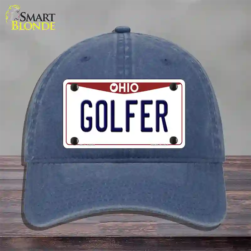 Golfer Ohio Novelty License Plate Hat Unconstructed Cotton / Navy