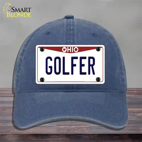 Golfer Ohio Novelty License Plate Hat Unconstructed Cotton / Navy