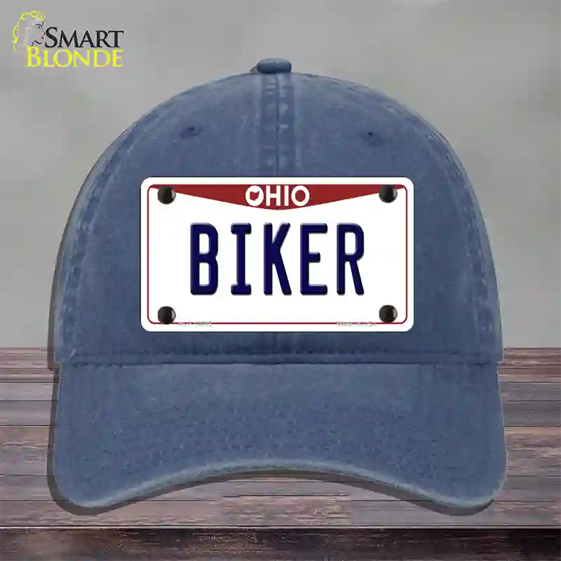 Biker Ohio Novelty License Plate Hat Unconstructed Cotton / Navy