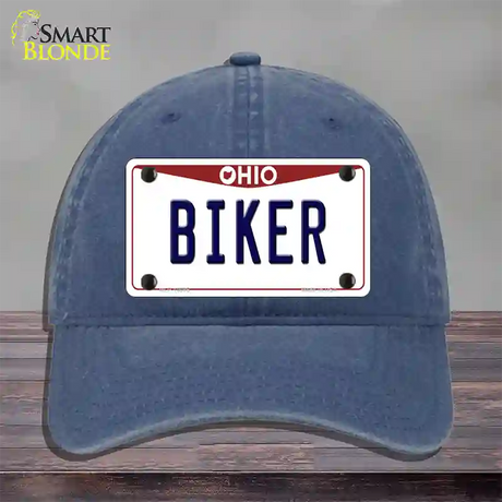 Biker Ohio Novelty License Plate Hat Unconstructed Cotton / Navy