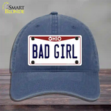 Bad Girl Ohio Novelty License Plate Hat Unconstructed Cotton / Navy