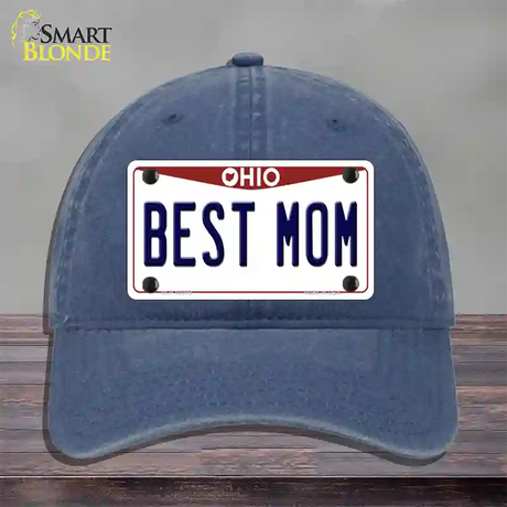 Best Mom Ohio Novelty License Plate Hat Unconstructed Cotton / Navy