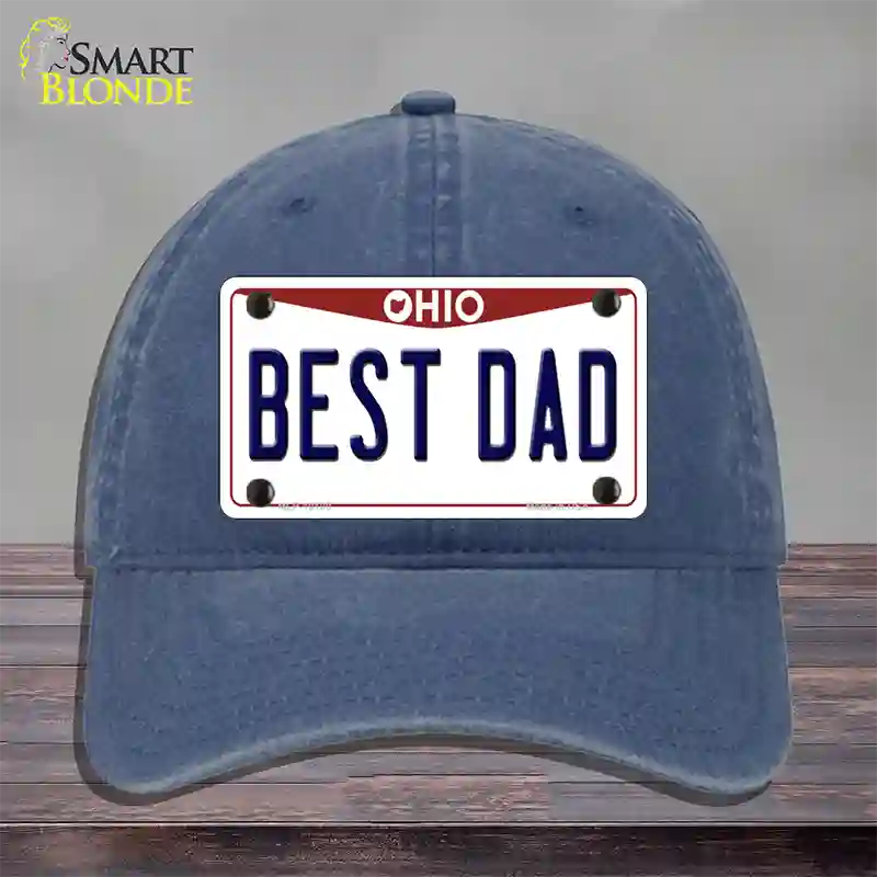 Best Dad Ohio Novelty License Plate Hat Unconstructed Cotton / Navy