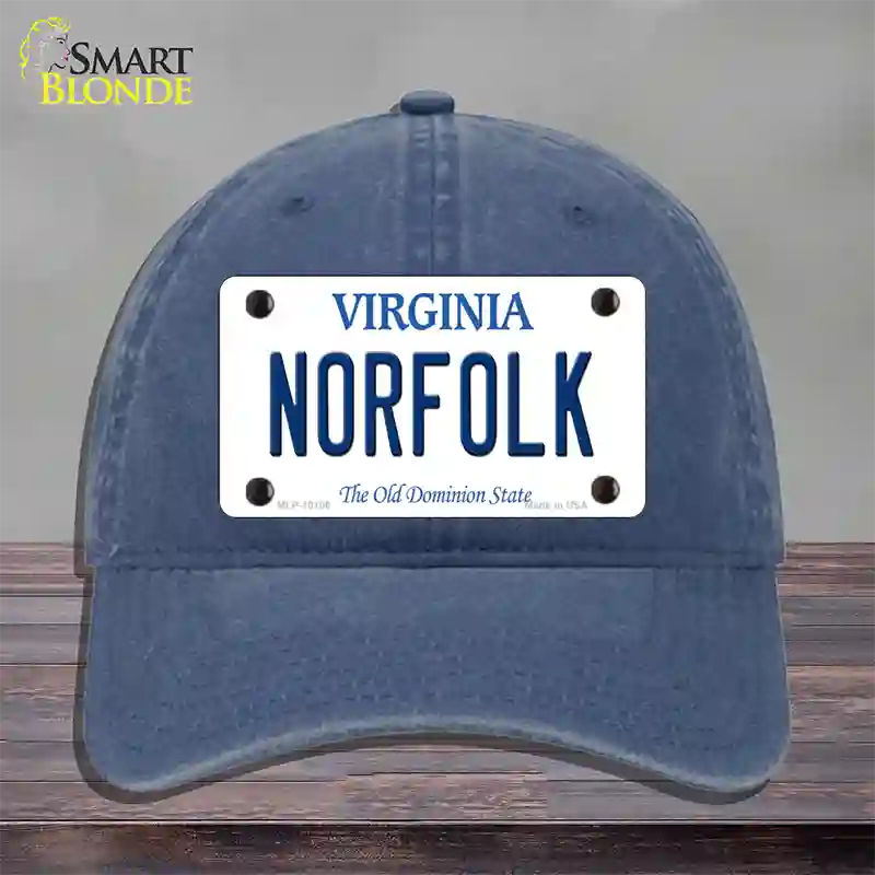 Norfolk Virginia Novelty License Plate Hat Unconstructed Cotton / Navy