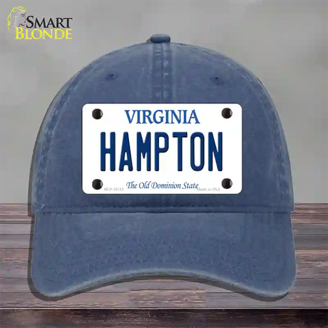 Hampton Virginia Novelty License Plate Hat Unconstructed Cotton / Navy