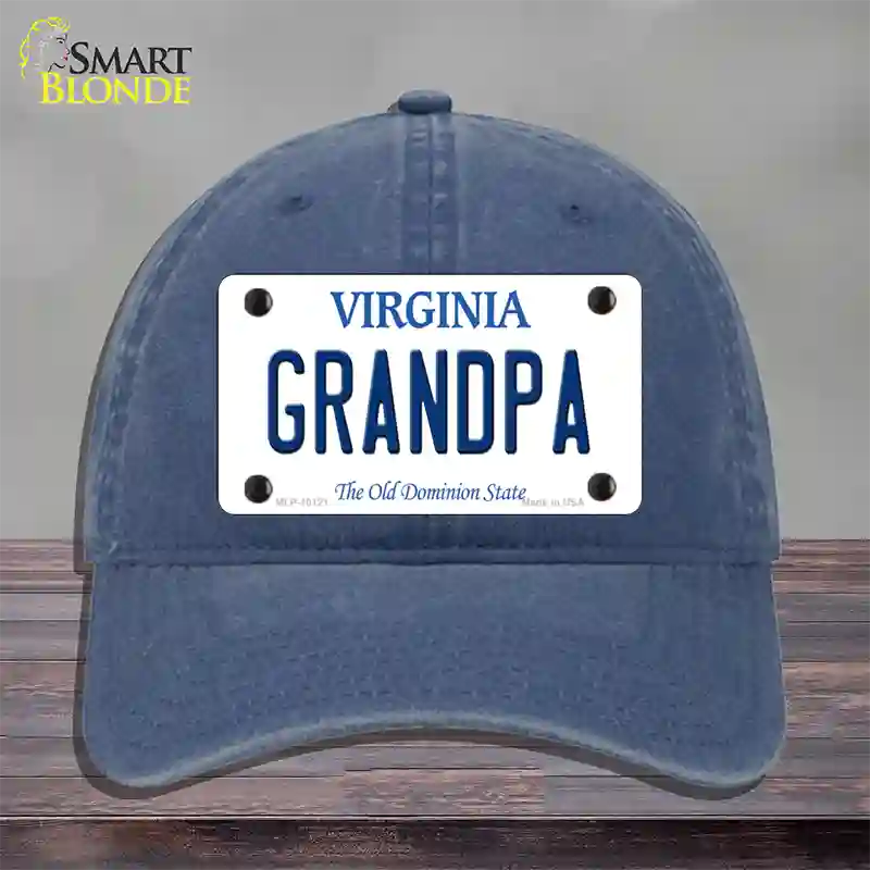 Grandpa Virginia Novelty License Plate Hat Unconstructed Cotton / Navy