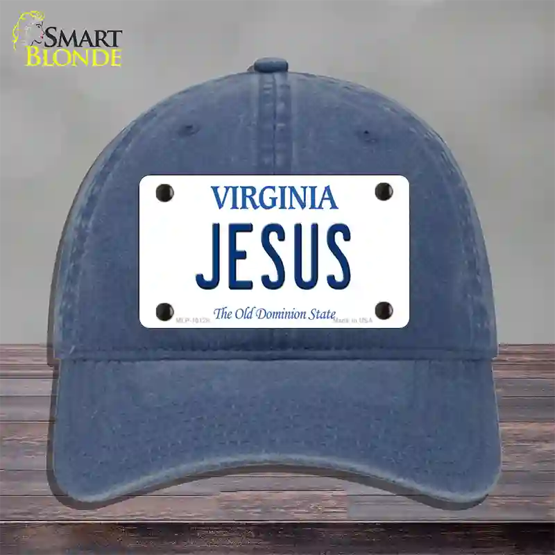 Jesus Virginia Novelty License Plate Hat Unconstructed Cotton / Navy