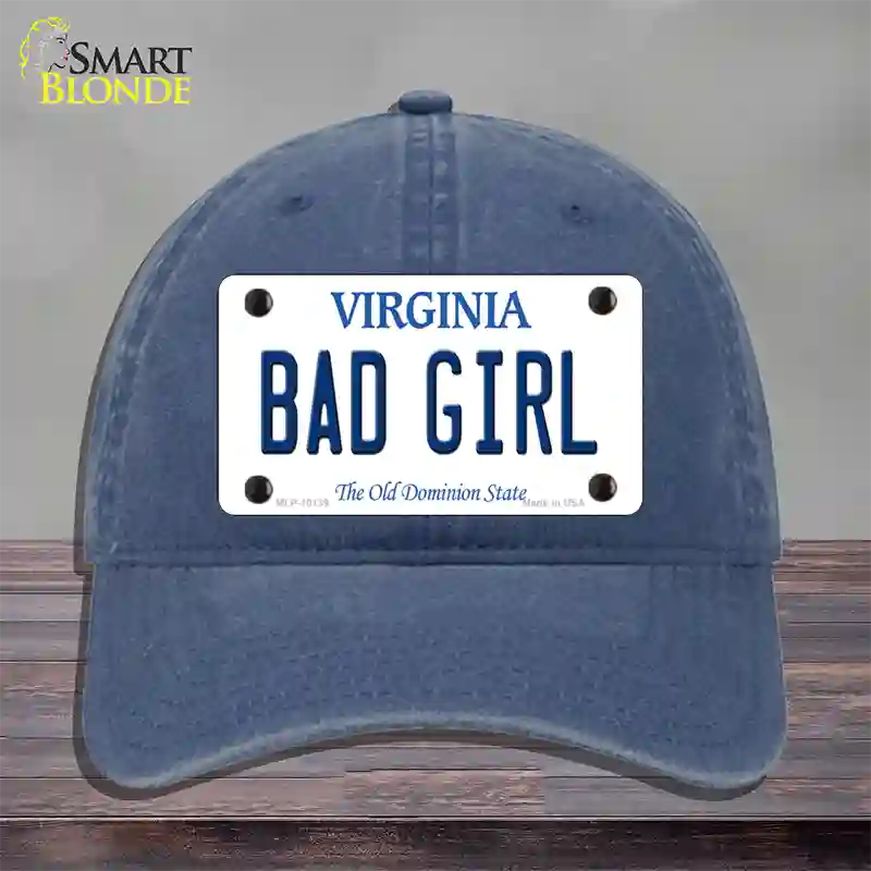 Bad Girl Virginia Novelty License Plate Hat Unconstructed Cotton / Navy