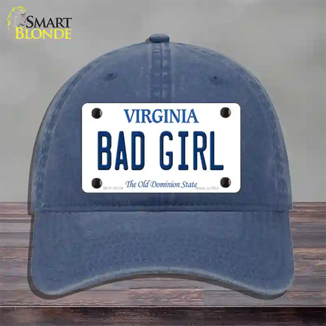 Bad Girl Virginia Novelty License Plate Hat Unconstructed Cotton / Navy