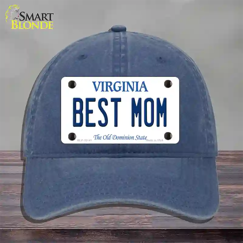 Best Mom Virginia Novelty License Plate Hat Unconstructed Cotton / Navy