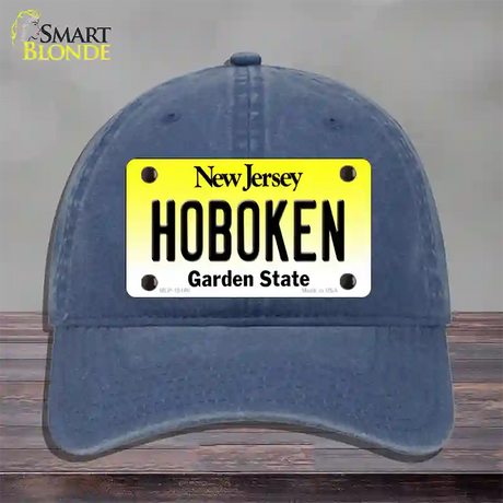 Hoboken New Jersey Novelty License Plate Hat Unconstructed Cotton / Navy