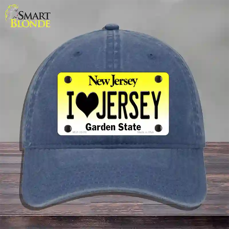 I Love Jersey New Jersey Novelty License Plate Hat Unconstructed Cotton / Navy