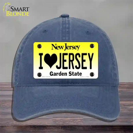 I Love Jersey New Jersey Novelty License Plate Hat Unconstructed Cotton / Navy