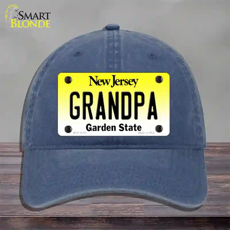 Grandpa New Jersey Novelty License Plate Hat Unconstructed Cotton / Navy