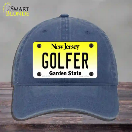 Golfer New Jersey Novelty License Plate Hat Unconstructed Cotton / Navy