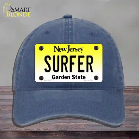 Surfer New Jersey Novelty License Plate Hat Unconstructed Cotton / Navy