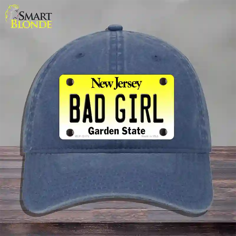 Bad Girl New Jersey Novelty License Plate Hat Unconstructed Cotton / Navy