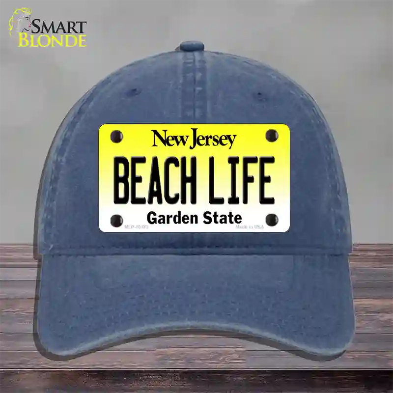 Beach Life New Jersey Novelty License Plate Hat Unconstructed Cotton / Navy