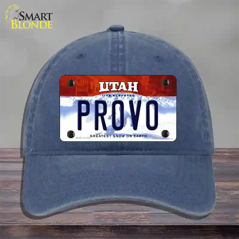 Provo Utah Novelty License Plate Hat Unconstructed Cotton / Navy