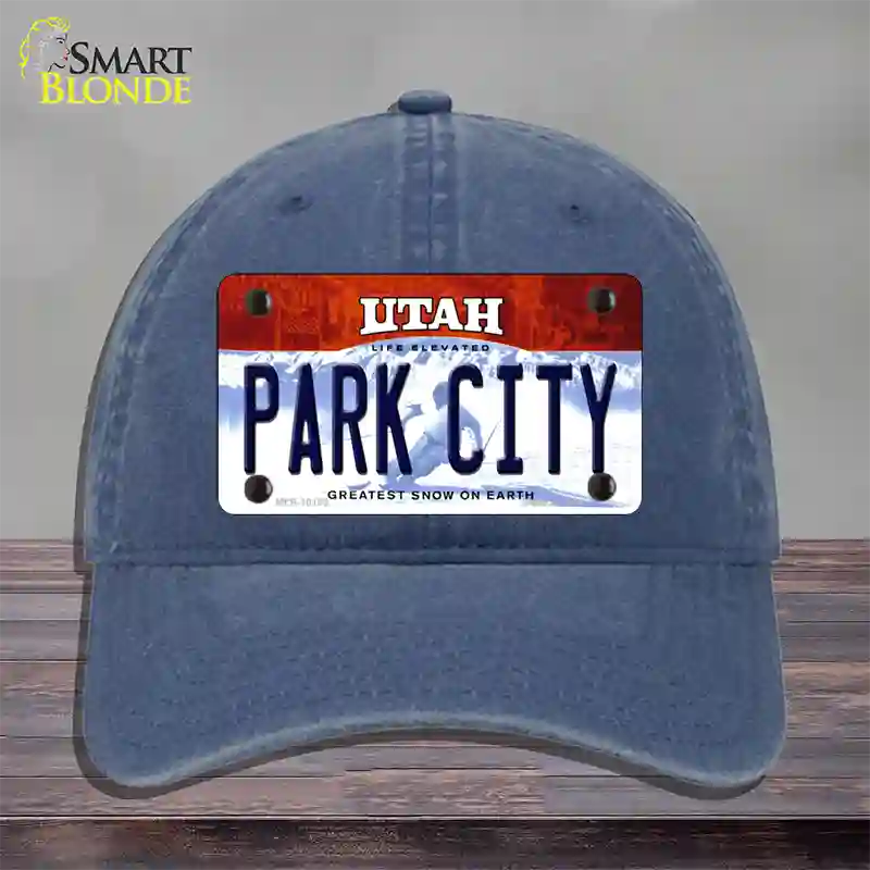 Park City Utah Novelty License Plate Hat Unconstructed Cotton / Navy