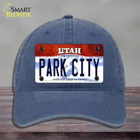 Park City Utah Novelty License Plate Hat Unconstructed Cotton / Navy