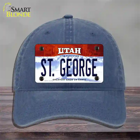 St George Utah Novelty License Plate Hat Unconstructed Cotton / Navy