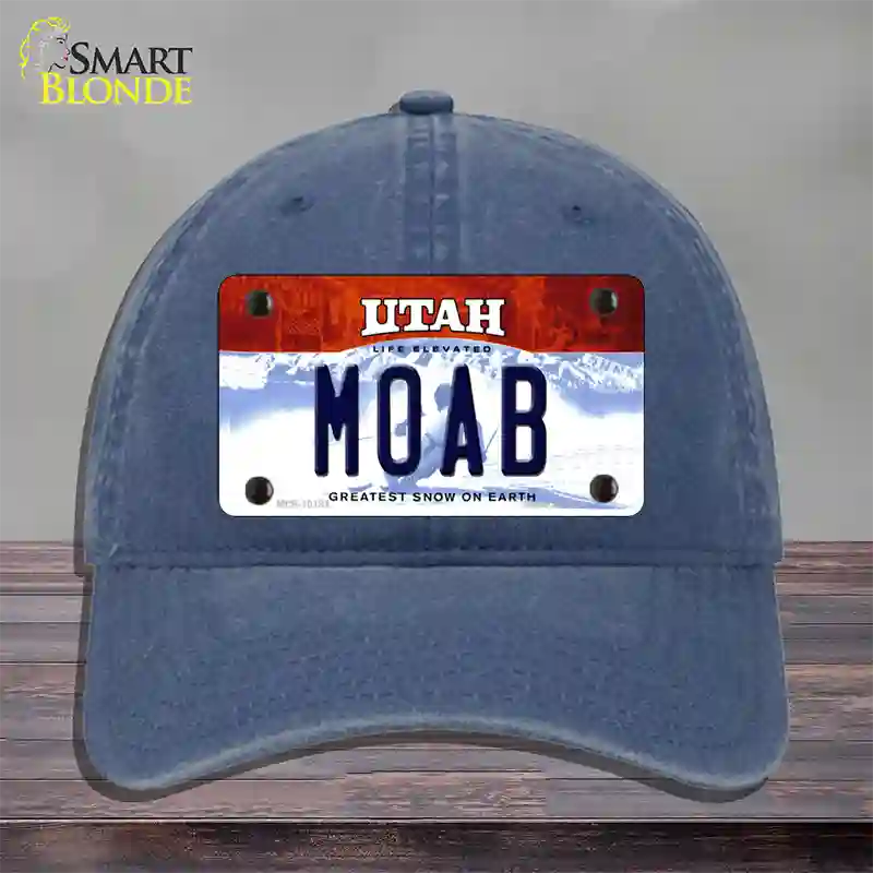 Moab Utah Novelty License Plate Hat Unconstructed Cotton / Navy