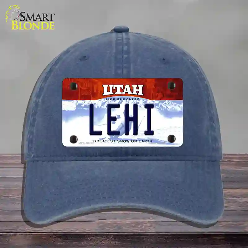 Lehi Utah Novelty License Plate Hat Unconstructed Cotton / Navy