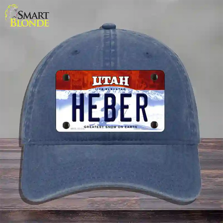 Heber Utah Novelty License Plate Hat Unconstructed Cotton / Navy