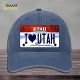 I Love Utah Novelty License Plate Hat Unconstructed Cotton / Navy