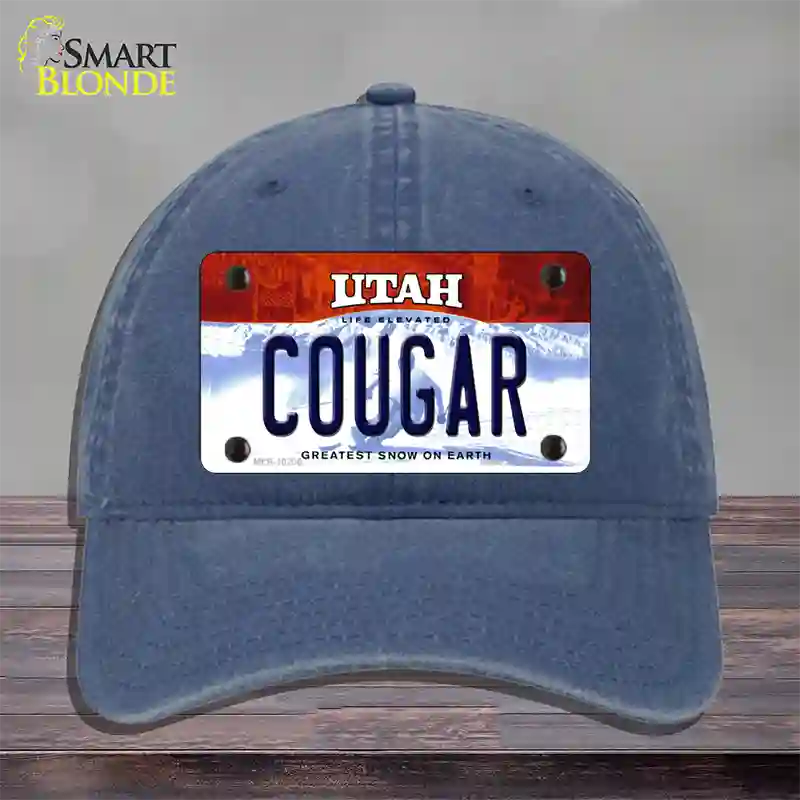 Cougar Utah Novelty License Plate Hat Unconstructed Cotton / Navy