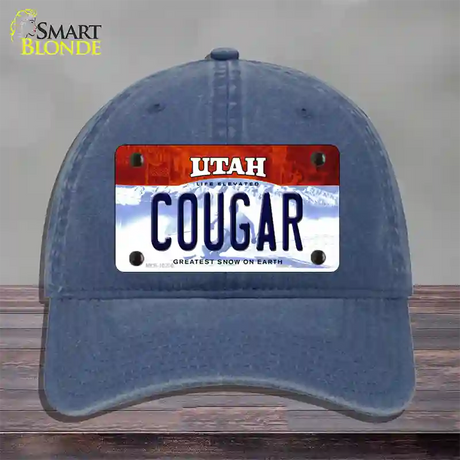 Cougar Utah Novelty License Plate Hat Unconstructed Cotton / Navy