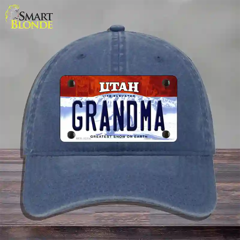 Grandma Utah Novelty License Plate Hat Unconstructed Cotton / Navy