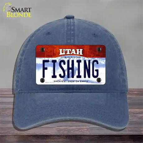 Fishing Utah Novelty License Plate Hat Unconstructed Cotton / Navy