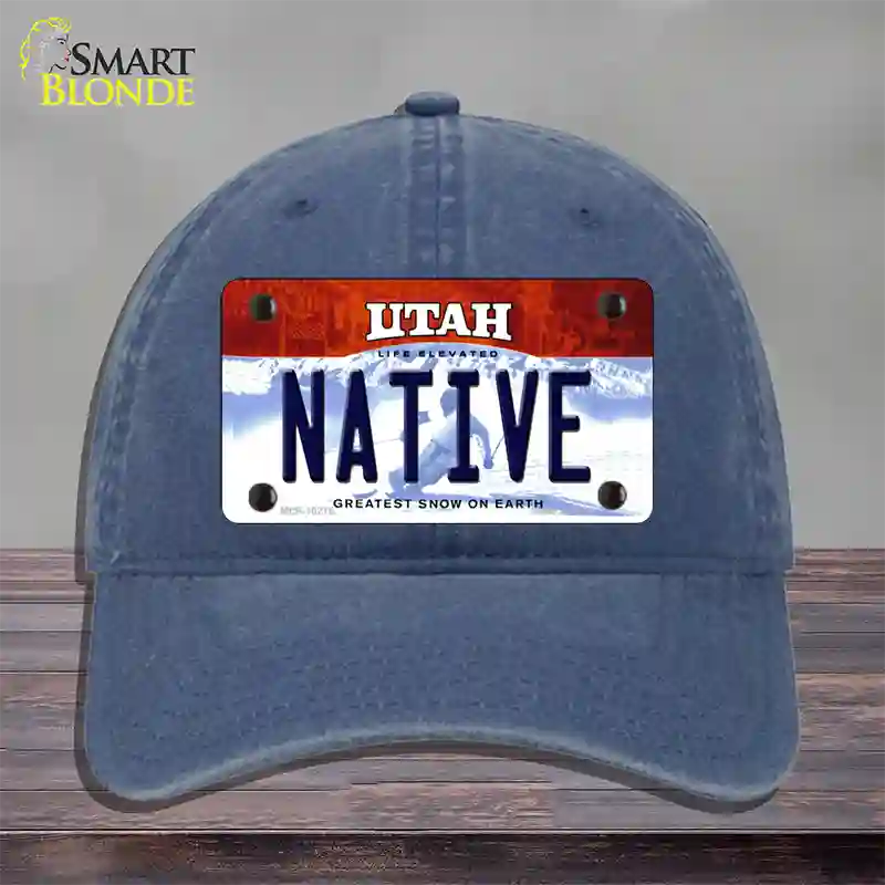 Native Utah Novelty License Plate Hat Unconstructed Cotton / Navy