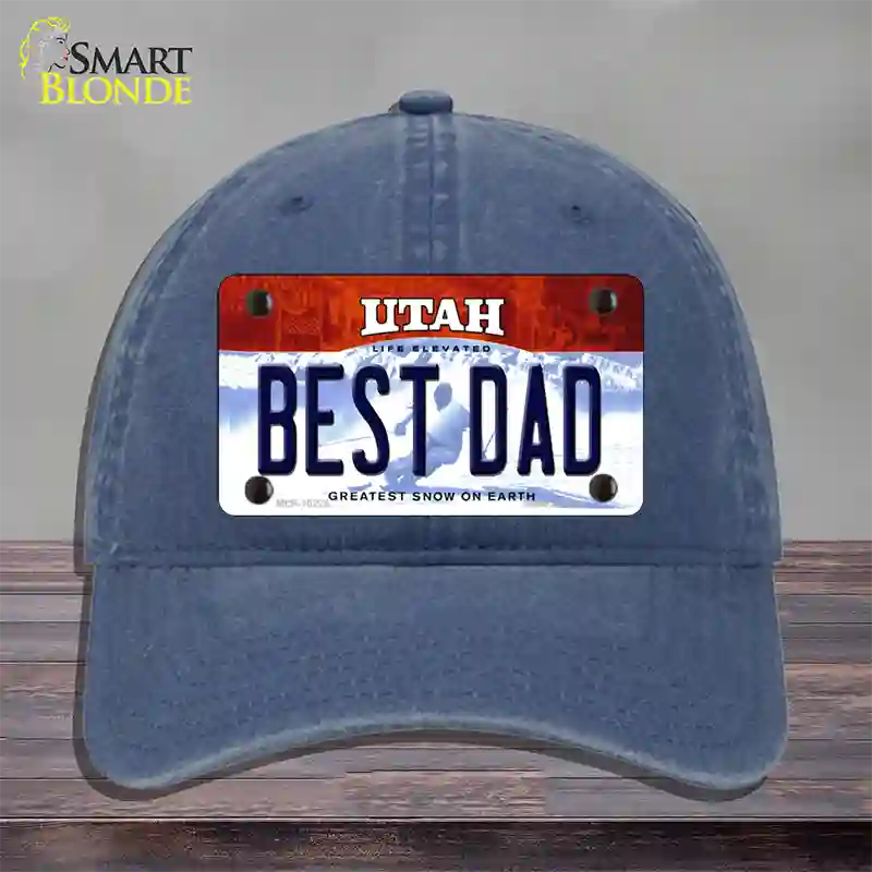 Best Dad Utah Novelty License Plate Hat Unconstructed Cotton / Navy