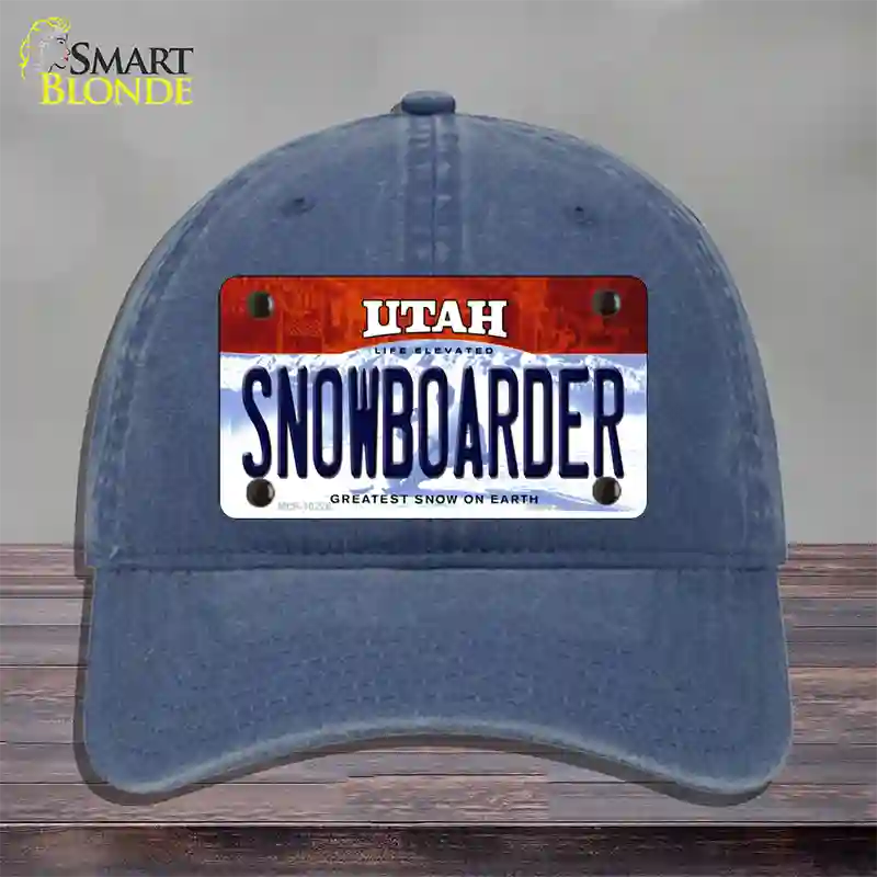 Snowboarder Utah Novelty License Plate Hat Unconstructed Cotton / Navy