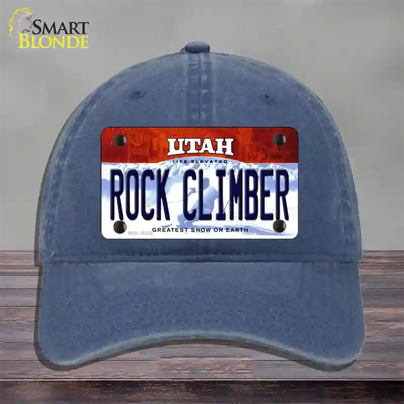 Rock Climber Utah Novelty License Plate Hat Unconstructed Cotton / Navy