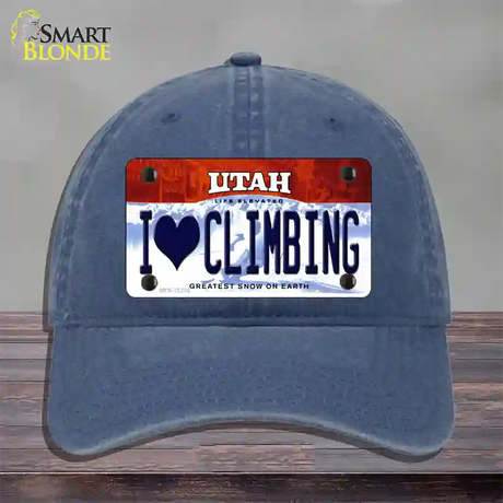 I Love Climbing Utah Novelty License Plate Hat Unconstructed Cotton / Navy