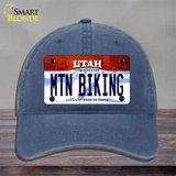 Mtn Biking Utah Novelty License Plate Hat Unconstructed Cotton / Navy