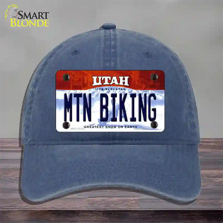 Mtn Biking Utah Novelty License Plate Hat Unconstructed Cotton / Navy