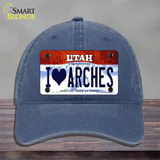 I Love Arches Utah Novelty License Plate Hat Unconstructed Cotton / Navy