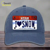 I Love Snow Utah Novelty License Plate Hat Unconstructed Cotton / Navy