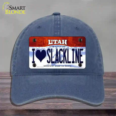 I Love Slackline Utah Novelty License Plate Hat Unconstructed Cotton / Navy