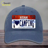 I Love Camping Utah Novelty License Plate Hat Unconstructed Cotton / Navy